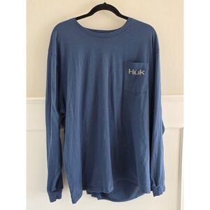 Huk Performance Fishing Long Sleeve T Shirt Blue‎ Bass Graphic Men's 3XL